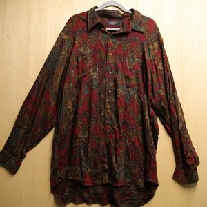 Kenneth Gordon New Orleans Heirloom Paisley Button Down Shirt Red Mens XL USA